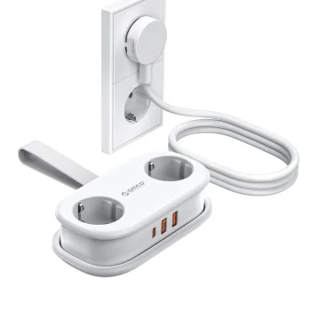 Сетевой удлинитель Orico AP3 20W GaN 5в1 2x AC + 2x USB-A + 1x USB-C, белый