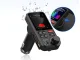 Bluetooth 5.0 FM raidītājs ar brīvroku sistēmu, USB QC, TF, Bass, LCD, 12-24V, melns
