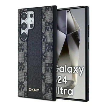 DKNY Samsung Galaxy S24 Ultra Case Leather Checkered Mono MagSafe, Black
