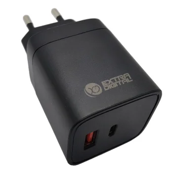 Extra Digital GaN USB-C un USB-A lādētājs, 45W, melns
