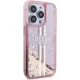 Чехол Guess для iPhone 15 Pro Liquid Glitter Gold Stripes, розовый