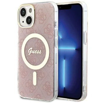 Чехол Guess IML 4G MagSafe для iPhone 15 / 14 13 - розовый