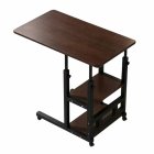 Mobile Adjustable Laptop Desk with Shelves, Dark Wood
