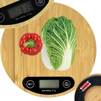 Bambusa elektroniskie virtuves svari ar LCD displeju, līdz 5 kg