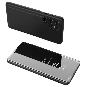 Samsung Galaxy A05s atverams vāciņš maciņš grāmatiņa Clear View Case, melns