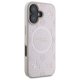Guess Saffiano Peony Classic Logo MagSafe Case for iPhone 16, Pink