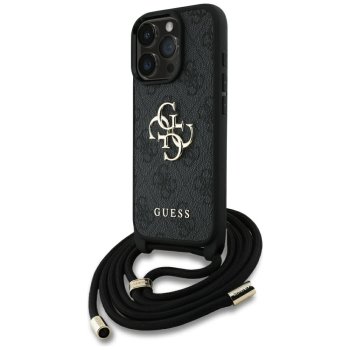 Guess 4G Big Logo Cord Stap Crossbody Phone Case Cover iPhone 16 Pro Max black