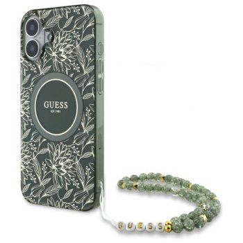 Guess IML Flowers Allover Electro vāciņš iPhone 16, zaļš