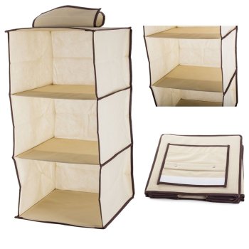Iekarināms skapja organizators ar 3 plauktiem, 60 cm, bēšs