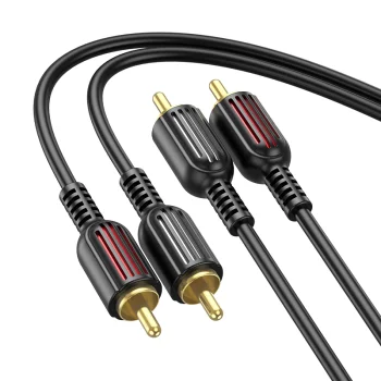 Borofone 2 RCA (Male) - 2 RCA (Male) Audio Cable Adapter, 1,5m, Black | Аудио Переходник Провод...