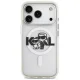 Karl Lagerfeld IML Glitter Karl & Choupette Sketch Logo MagSafe vāciņš iPhone 17 Pro, caurspīdīgs