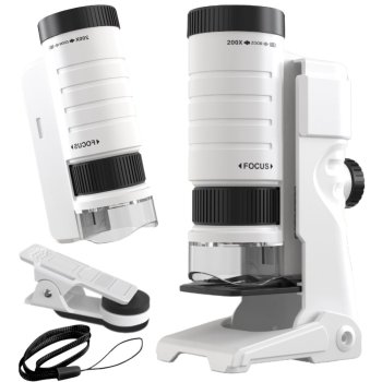 Микроскоп прищепка для телефона 200x зум с LED и UV подсветкой