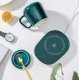 Electric Mug Warmer Set with Ceramic Mug, Lid, and Spoon, Green