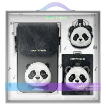 Сумочка для телефона 3-в-1 Nimmy Big Eyed Pet 2.0 Panda с кошельком - черная