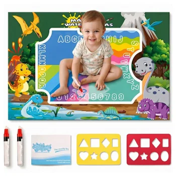 Ūdens zīmēšanas paklājiņš ar pildspalvām un šabloniem 150x100 cm