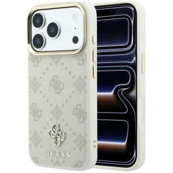 Guess Peony 4G Small Logo MagSafe vāciņš priekš iPhone 17 Pro / 18 Pro, bēšs