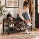 Apavu sols ar polsterētu sēdekli un 2 plauktiem ModernHome 80x30x50 cm