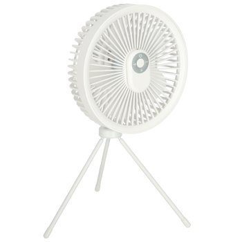 Bezvadu galda ventilators ar pulti un apgaismojumu, USB, 4 ātrumi, 18cm, balts