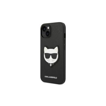 Apple iPhone 14 Pro 6.1" Karl Lagerfeld Saffiano Choupette Head Patch Case Cover (KLHCP14LSAPCHK), Black
