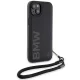 BMW iPhone 15 / 14 / 13 Case Signature Leather Wordmark Cord, Black