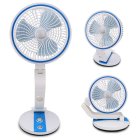 Bezvadu Salokāms Regulējams Grīdas Galdas Ventilators ar LED Apgaismojumu, 15-44cm, Zils | Foldable Adjustable Floor Table Fan with LED Lighting