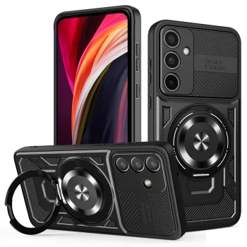 Vāciņš TFO Defender Armor Mag priekš Samsung Galaxy A55 5G, ar MagSafe un statīvu, melns