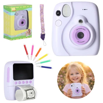Bērnu digitālais momentloterijas fotoaparāts ar printeri, 8GB, violets