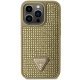 Guess iPhone 14 Pro vāciņš Rhinestone Triangle, zelta