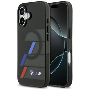 BMW M IML MagSafe maciņš iPhone 17 ar metāla pogām Tricolor Lines — melns | Phone Case Cover
