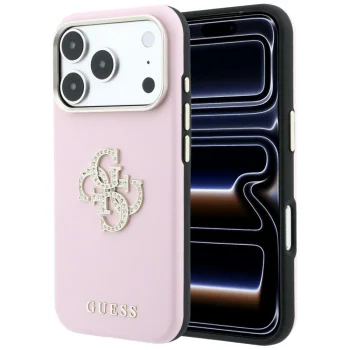 Чехол Guess Smooth & Big Strass Logo для iPhone 18 Pro / 17 Pro, розовый