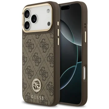 Guess iPhone 17 Pro Max vāciņš 4G Strass Logo MagSafe, brūns