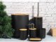 6-daļīgs vannas istabas piederumu komplekts (birste, šķidro ziepju dozators utt.), Melns | Bathroom Accessories