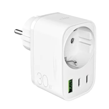 Puro 30W Power Delivery tīkla lādētājs ar Schuko ligzdu, balts
