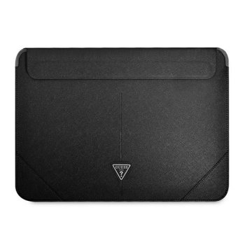 Guess Saffiano Triangle Logo klēpjdatora vāciņš līdz 14", melns