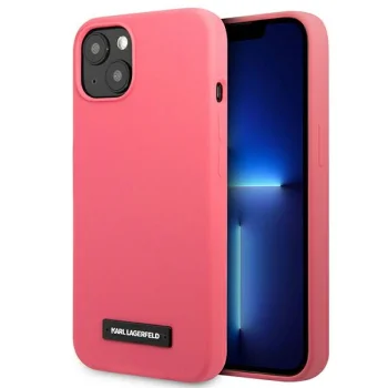 Чехол Karl Lagerfeld Silicone Plaque для iPhone 13 mini, фуксия
