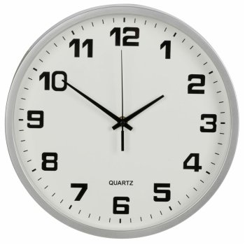 Wall Silent Round Clock 25 cm, Silver