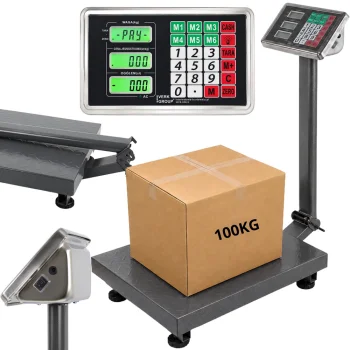 Platformas svari ar LCD displeju, 100 kg, pelēki