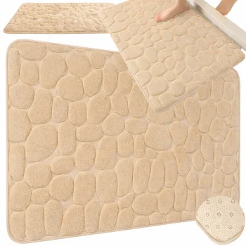 Мягкий впитывающий коврик для ванной, 80x50 см, бежевый