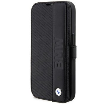 Apple iPhone 14 Pro Max 6.7'' BMW Leather Textured & Stripe Book Case Cover (BMBKP14X22RDPK), Black | Telefona Maciņš...