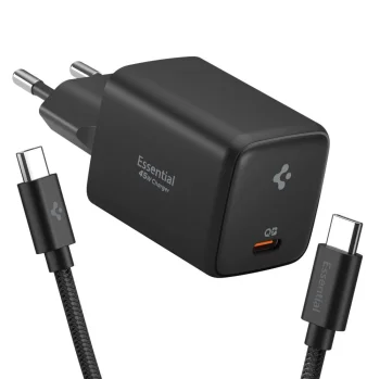 USB-C sienas lādētājs Spigen EE451EU Essential 45W GaN melns