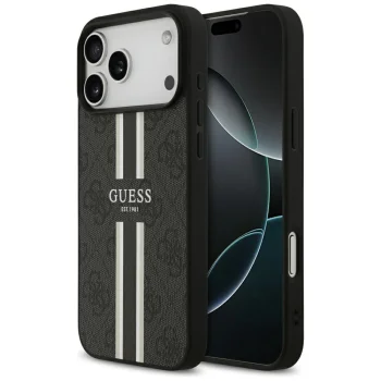 Чехол Guess 4G Printed Stripes MagSafe для iPhone 17 Pro Max, черный