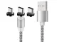 Магнитный кабель для зарядки 3-в-1 Micro USB / Type-C / Lightning, 1м, Серебристый