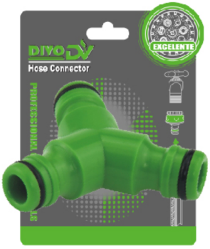 Dārza šļūtenes ūdens sadalītājs Y-veida savienotājs DIVO, zaļi melns