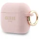 Guess Silicone Glitter Ring maciņš AirPods Pro 3 austiņām, rozā