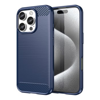 Carbon Case iPhone 16 Pro Max silikona maciņš - zils | Phone Cover Silicone Blue