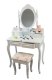 Large Vanity Table Set with Mirror and Stool, White