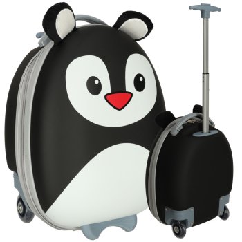 Kids Travel Luggage Carry Bag Ride On Suitcase Trolley, Penguin