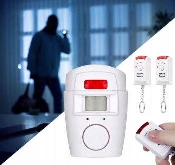 Home Office Wireless Alarm Siren Bell with Motion Sensor + 2 Remote Controls