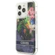 Guess Чехол для iPhone 13 Pro Max Flower Liquid Glitter Синий