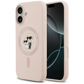 Karl Lagerfeld iPhone 17 vāciņš Silicone Karl&Choupette MagSafe, rozā